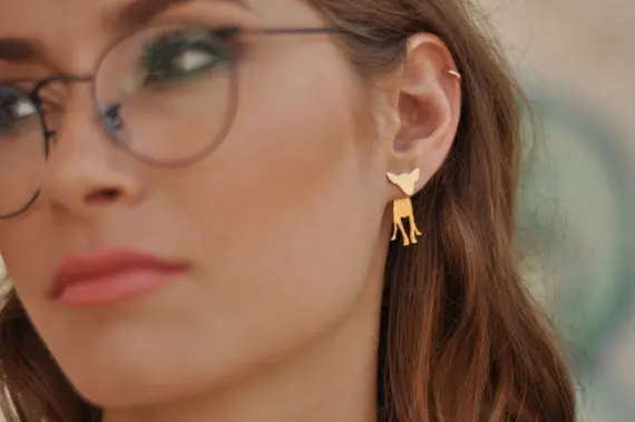 Серьги-чихуахуа сережки золотого цвета с собаками серьги чихуахуа 12 пар/лот |