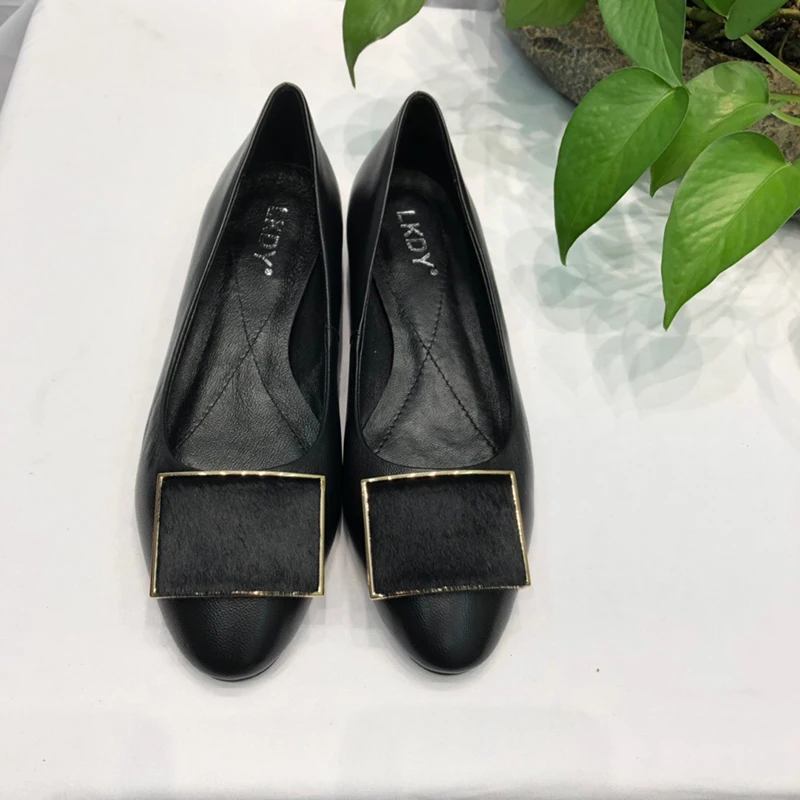 Женские туфли из натуральной кожи LKDY повседневные на плоской подошве с