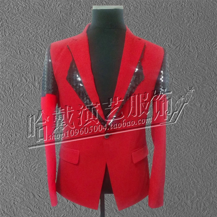 

M sequins Slim Sitting Bar Nightclub singer Moderator Men's Night Game DJ suit