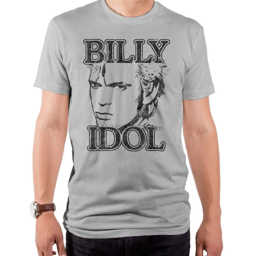Забавные Рубашки с круглым вырезом коротким рукавом Аутентичные Billy Idol рисунок