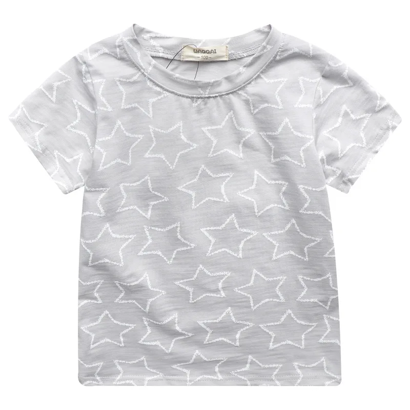 Летняя футболка для мальчиков с принтом в виде звезд брендовая коротким рукавом
