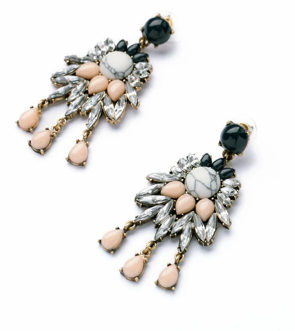 Новинка 2014 Модные Винтажные серьги с кисточками и камнями Богемская люстра