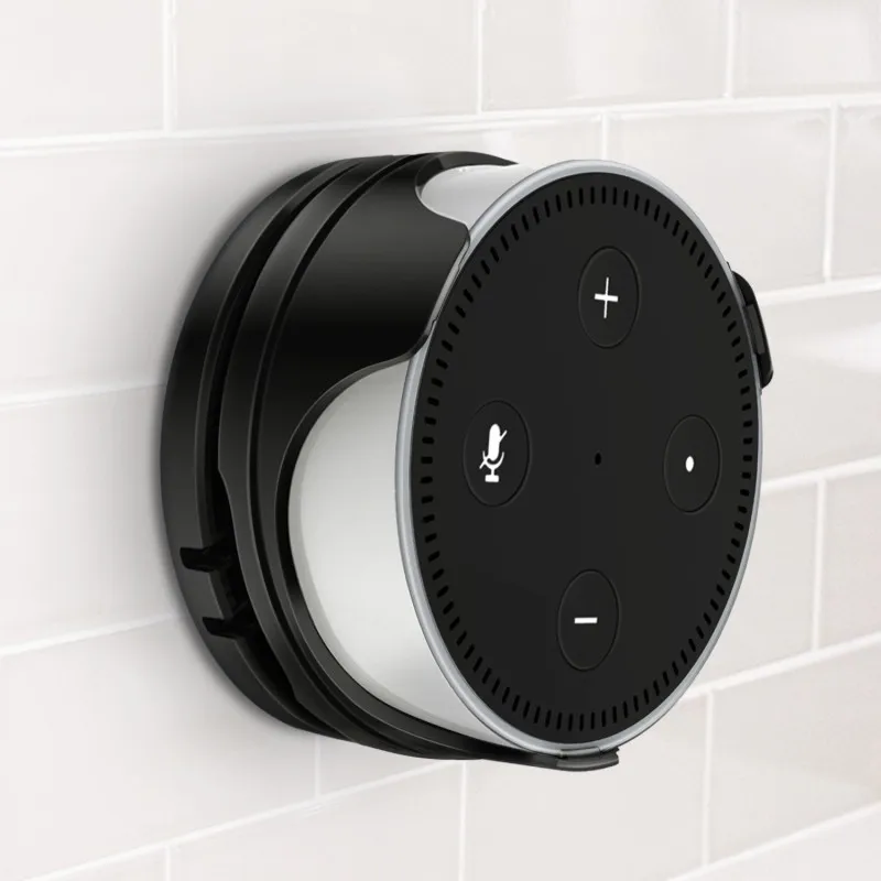 BLACK Гибкое настенное крепление для Amazon Echo Dot 2-го поколения, съемный держатель Вешалка Подставка с многоразовый клейкий гелевый коврик - Цвет: BLACK