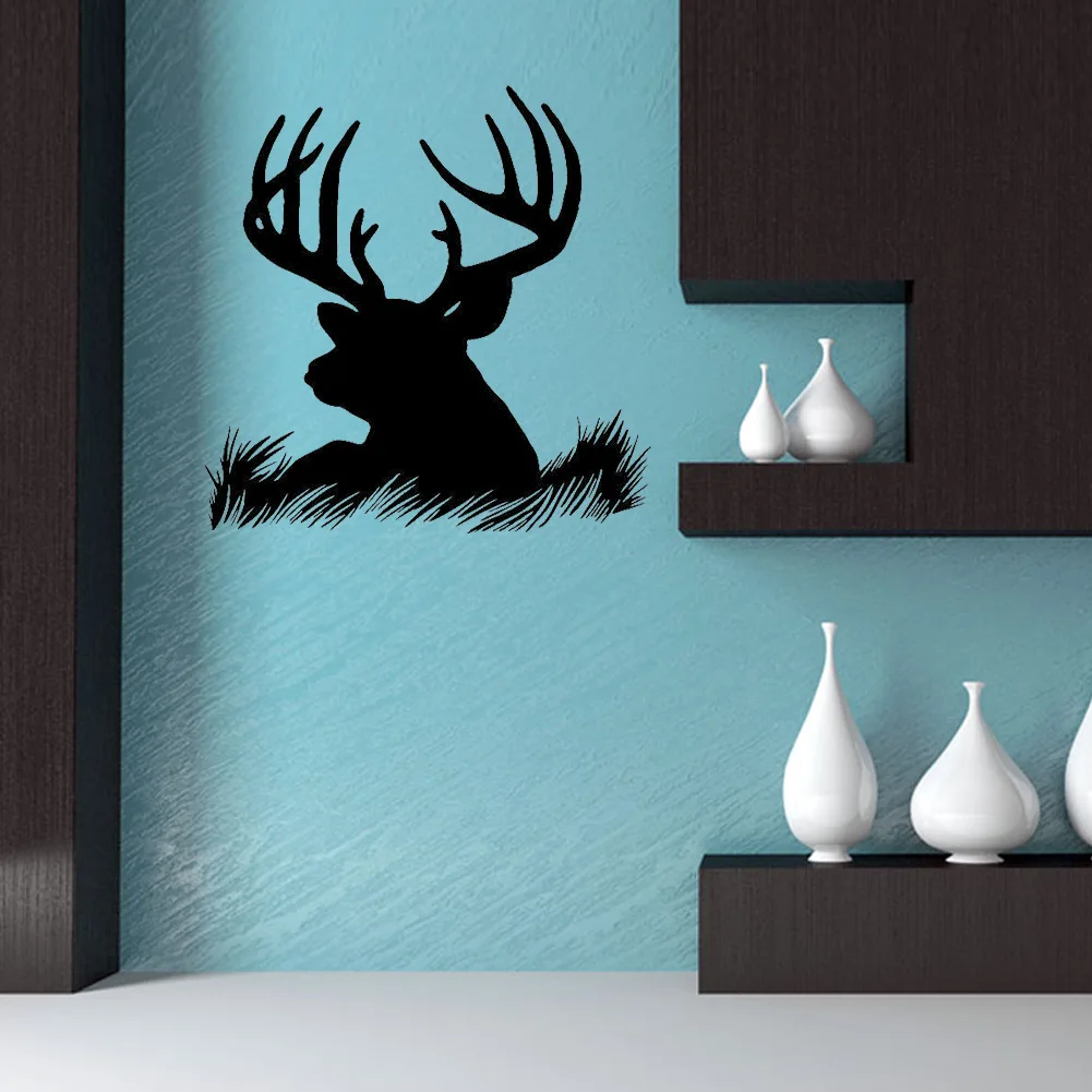 DIY 3D Наклейка Черная голова оленя для гостиной декоративные настенные фигурки