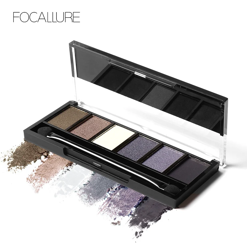 FOCALLURE 6 цветов Тени для век макияж мерцающие матовые тени для век земной Цвет Тени для век Палитра Косметический макияж набор обнаженные тени для век