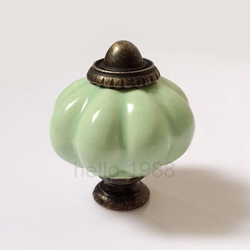5 шт. 32 мм светло-зеленая керамическая ручка для шкафа с тыквой рукоятка