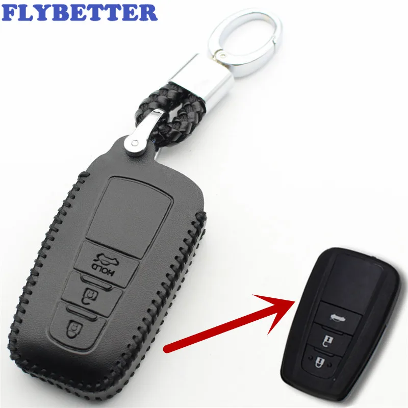Брелок FLYBETTER из натуральной кожи с 3 кнопками чехол для смарт ключа Toyota Camry/CHR/