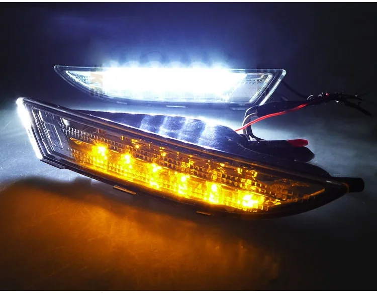 Ownsun новое обновление LED Габаритные огни DRL с желтым сигналом поворота для VW Scirocco 2009