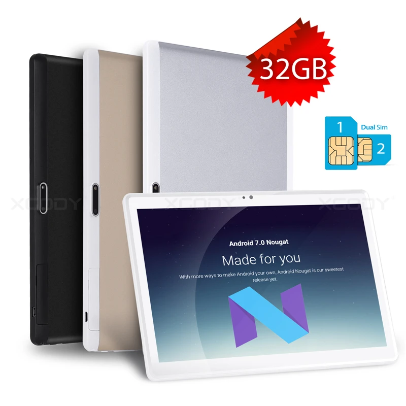 XGODY T1004 4G LTE телефонный звонок планшетный ПК 10,1 дюймов Android 7,0 2 ГБ 32 ГБ MTK6753 Восьмиядерный планшет OTG gps WiFi 5 Мп камера фаблет