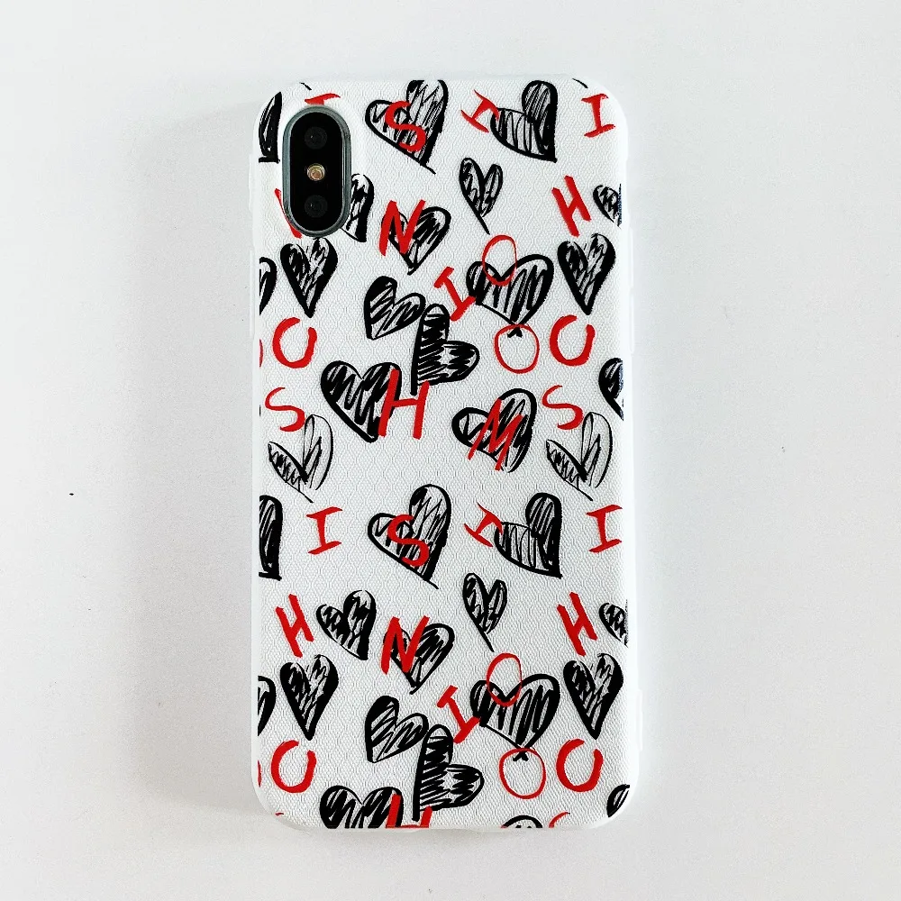 Модный чехол для телефона из ТПУ с сердечками iPhone X XS XSMax XR s 6 S 7 8 Plus мягкий