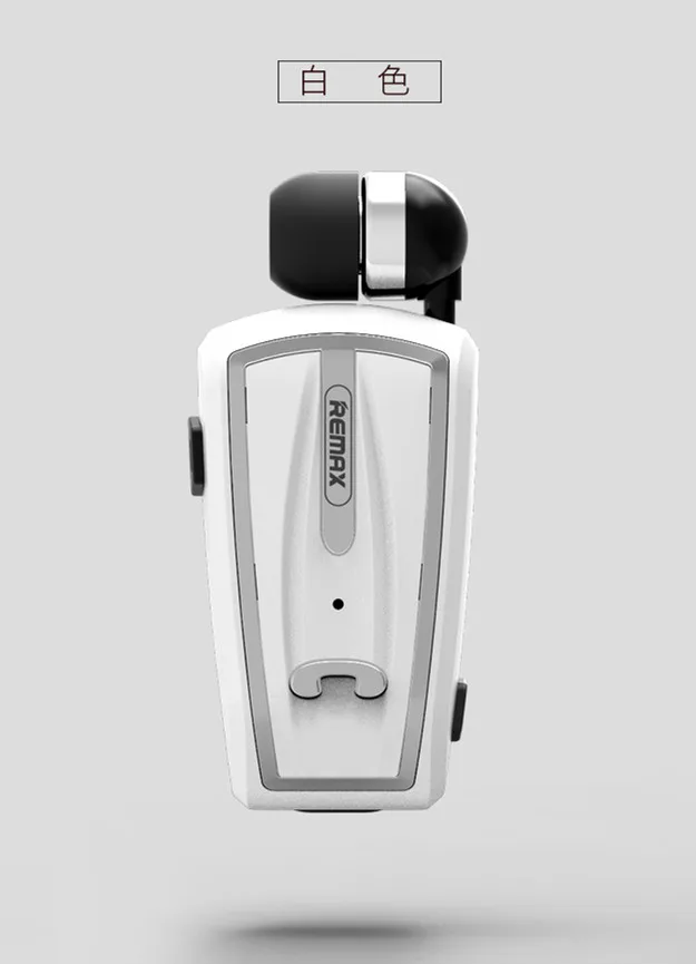 Remax RB-T12, беспроводные Bluetooth V4.0, клип-на наушники, в ухо, выдвижная одежда, бизнес стерео гарнитура для iPhone, Xiaomi - Цвет: white no retail box