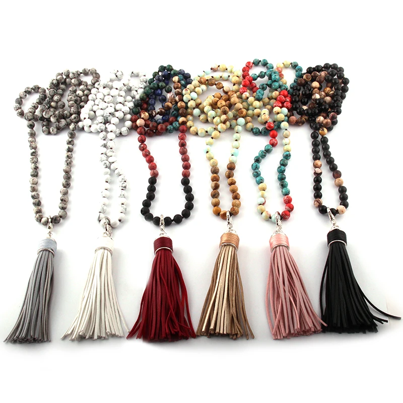 MOODPC модные богемные этнические ювелирные изделия 108 шт. Mala Beads Multi Stone узелковое