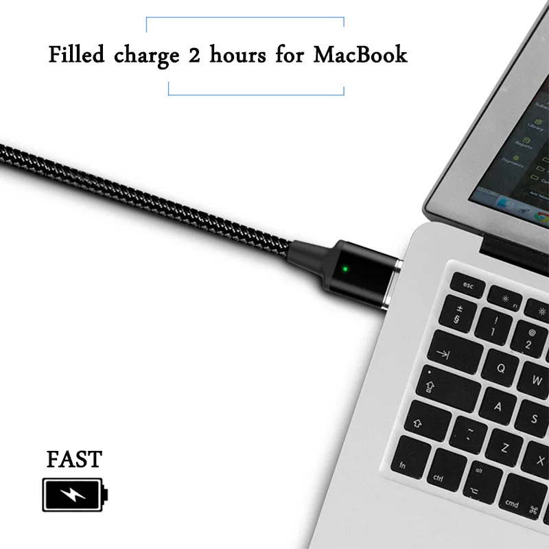 Фото Магнитный кабель type C 100 Вт 5А быстрая зарядка PD USB для Macbook зарядный huawei Xiaomi Магнитный кабель type C 100 Вт 5А быстрая зарядка PD USB для Macbook зарядный huawei Xiaomi