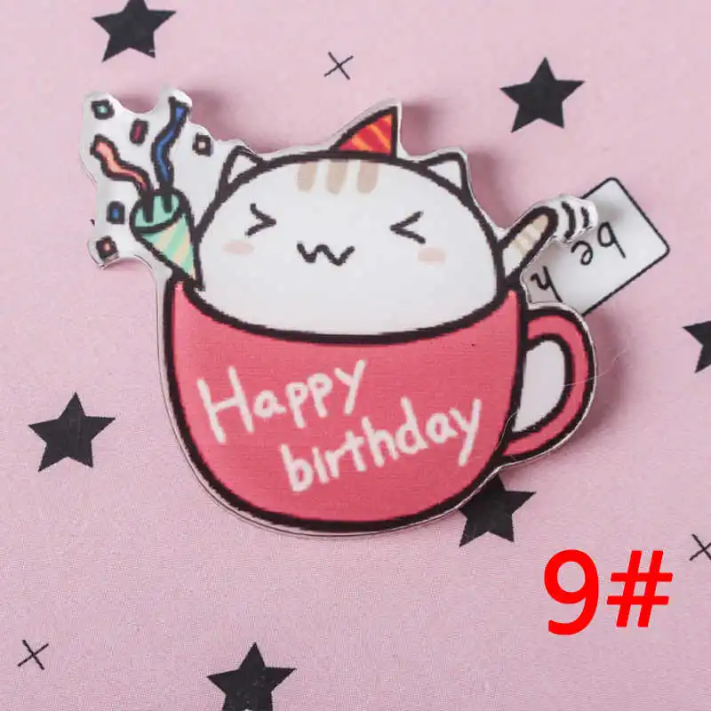 9 1 шт. Милая чашка в виде кошки Мультяшные значки на булавке Kawaii значок bacgets на рюкзак значки на одежду акриловые значки Z67 - Цвет: 9