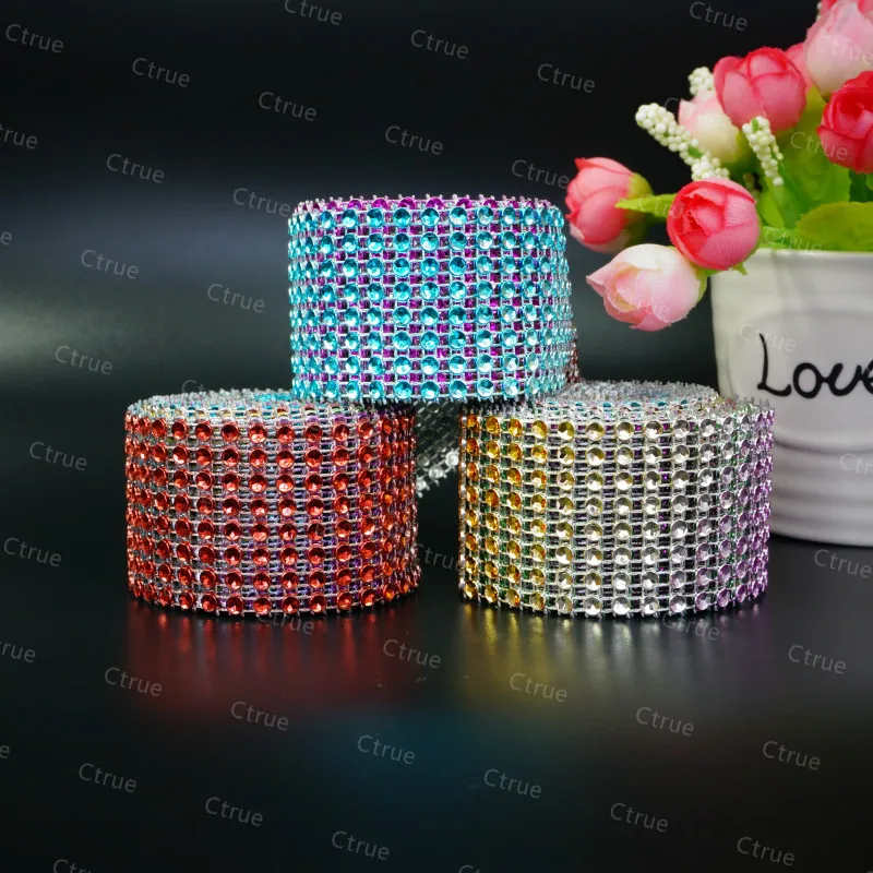 Ctrue 1 шт. 4 см * 2 метра Алмазная сетка рулон лента тюль стразы украшение для