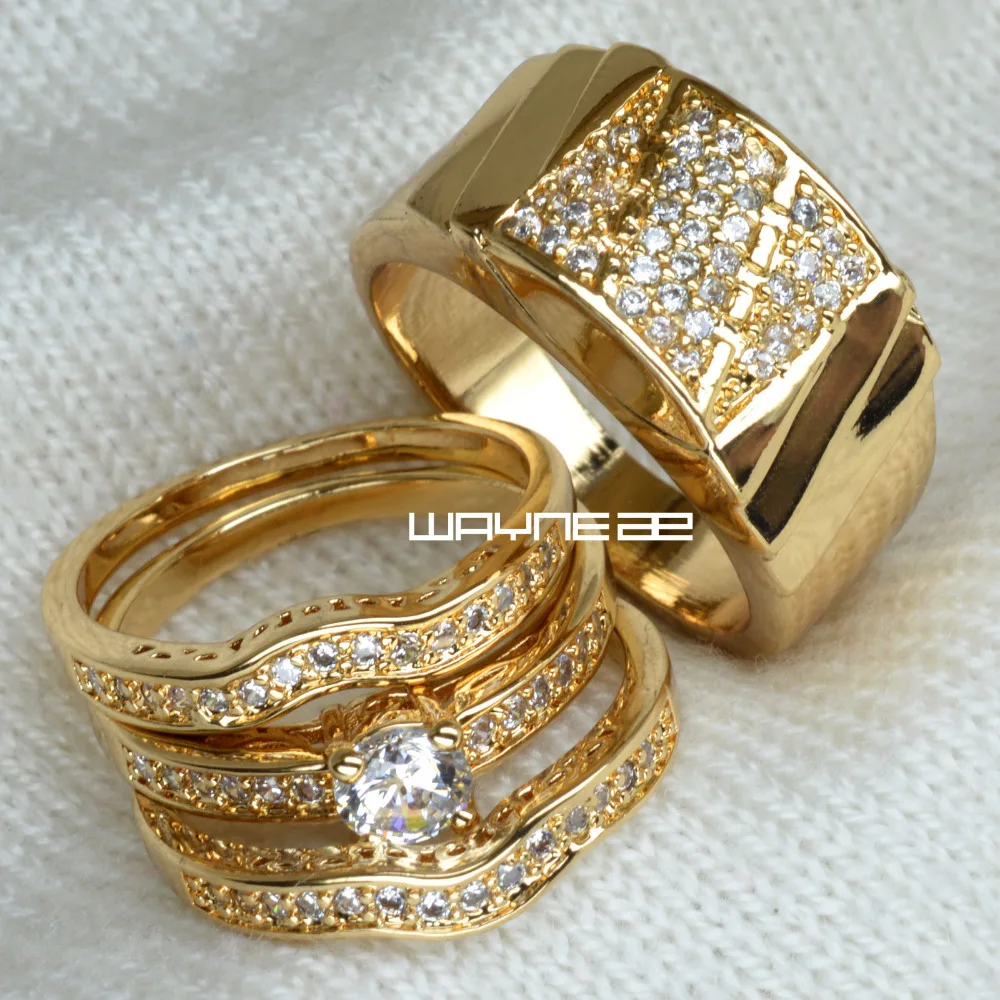 Набор обручальных колец золотого цвета для мужчин и женщин R211 179 размеры 9 15