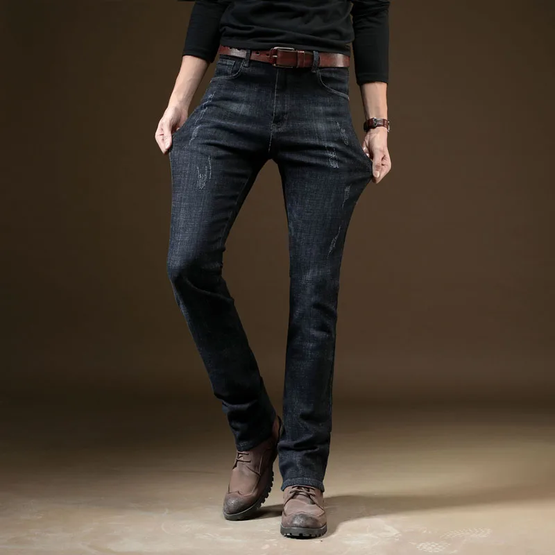 Autumn 2018 New Mens Bootcut jeans Black Slim Fit Flared Jeans High Quality bootcuts pants bell bottom | Мужская одежда
