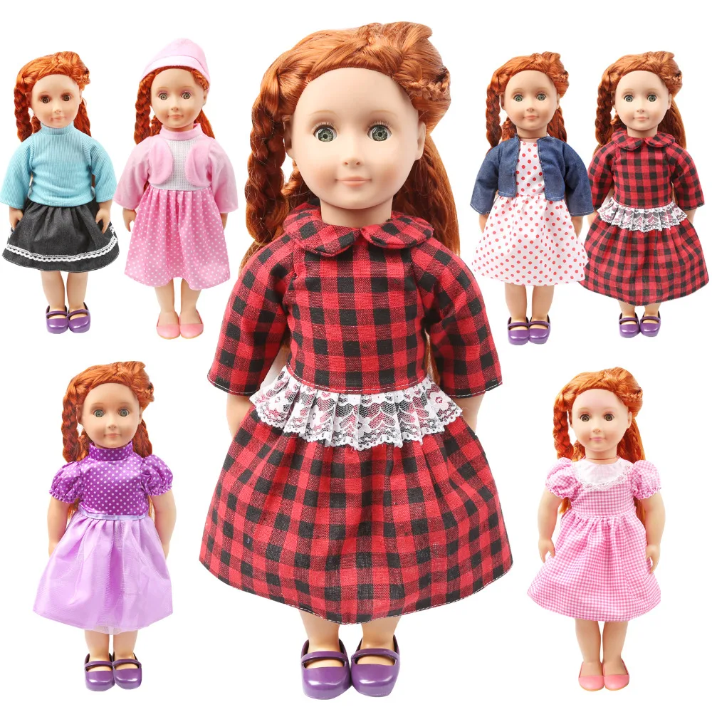 6 шт. ручная работа повседневная кукольная одежда хлопковое платье в клетку юбки