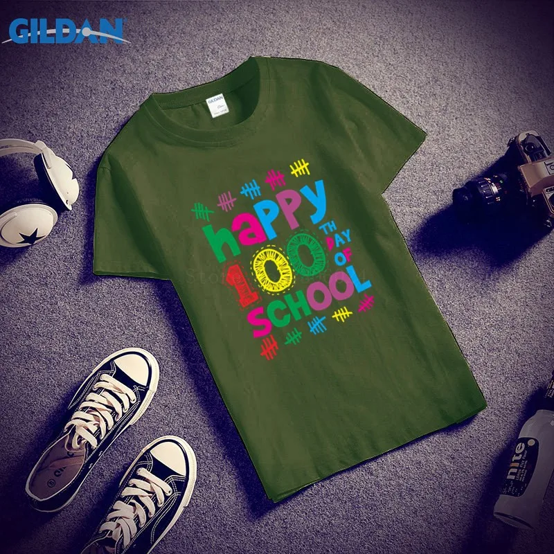 Забавные Повседневное футболка для Для мужчин короткий рукав Happy 100th день
