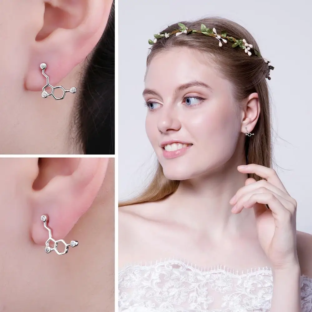 JewelryPalace серотонина допамин CZ серьги-гвоздики 925 стерлингового серебра серьги для