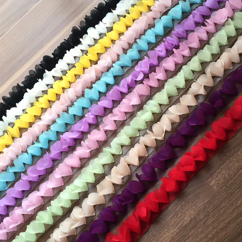 5 Yard/Lot 3D Chiffon Flowers Lace Trim Fabric 3.5cm Wedding Shoes Child Clothes Skirts DIY Accessories RS1112 | Дом и сад