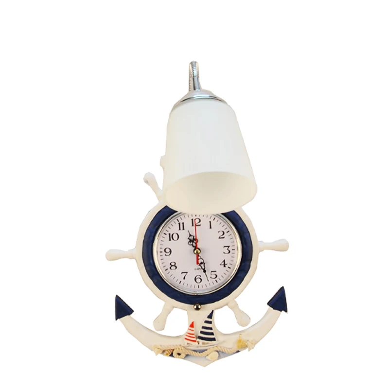 Креативные Часы в средиземноморском стиле настенный светильник с матовым