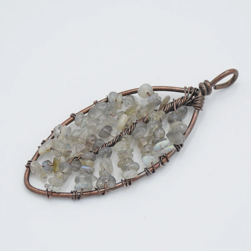 Античные медные 7 чакр подвески в форме листа Ретро ручной работы Проволочная