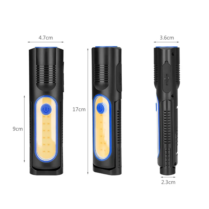 Портативный фонарик SANYI с двойным USB интерфейсом магнитный Встроенный