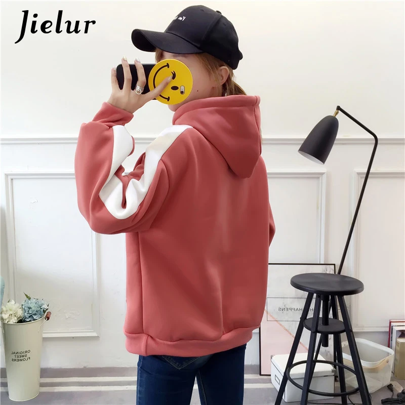 Jielur корейский стиль худи с напечатанными буквами для женщин весна осень флис