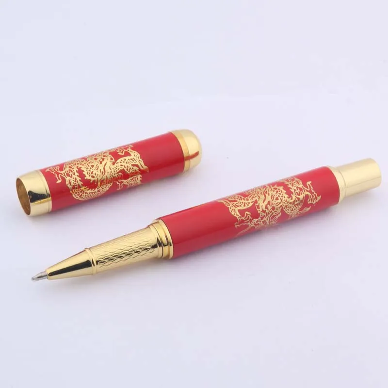 red golden dragon 1 шт Керамическая синяя и Белая Фарфоровая Ручка-роллер для китайской живописи - Цвет: red golden dragon