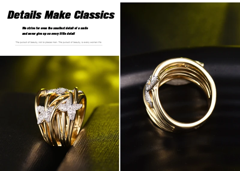 Loverjewelry классическое романтическое обручальное кольцо для помолвки, Настоящее 18 К Золотое кольцо с бриллиантами для женщин, вечерние ювелирные изделия