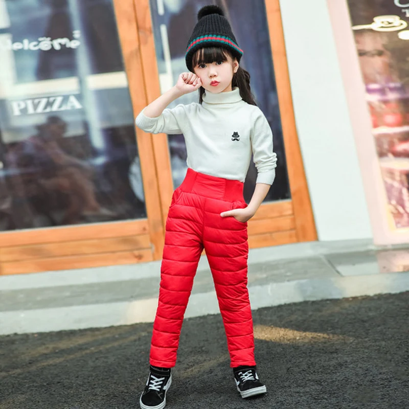 Повседневные зимние штаны для мальчиков и девочек утепленные Хлопковые Штаны