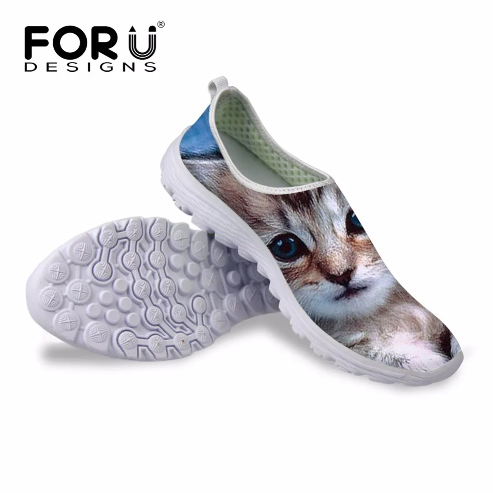 Женские сетчатые туфли FORUDESIGNS легкие пляжные без застежек с 3D принтом в виде