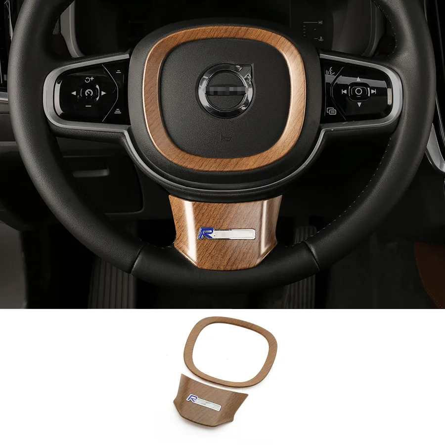 Коричневый Для Volvo S90 XC60 XC90- ABS Руль Накладка декоративные наклейки автомобиль Средства для укладки волос 2 шт - Название цвета: Коричневый