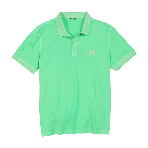 fluorescent green Мужская рубашка поло SIMWOOD, поло классического кроя из хлопка с вышитым логотипом на сезон лето-осень, 190294 - Цвет: fluorescent green