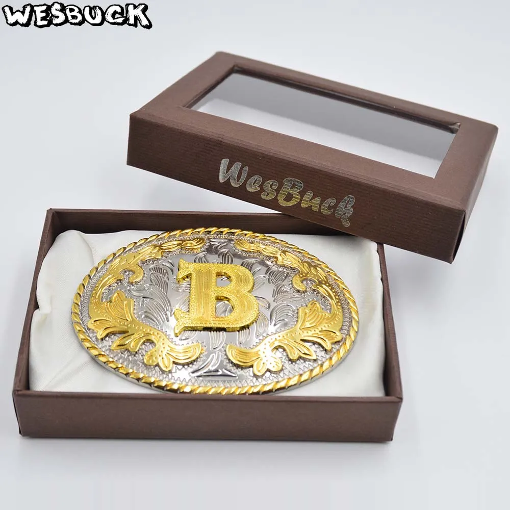 5 шт. MOQ WesBuck брендовая Золотая Буква B ковбойская пряжка для ремня с металлической