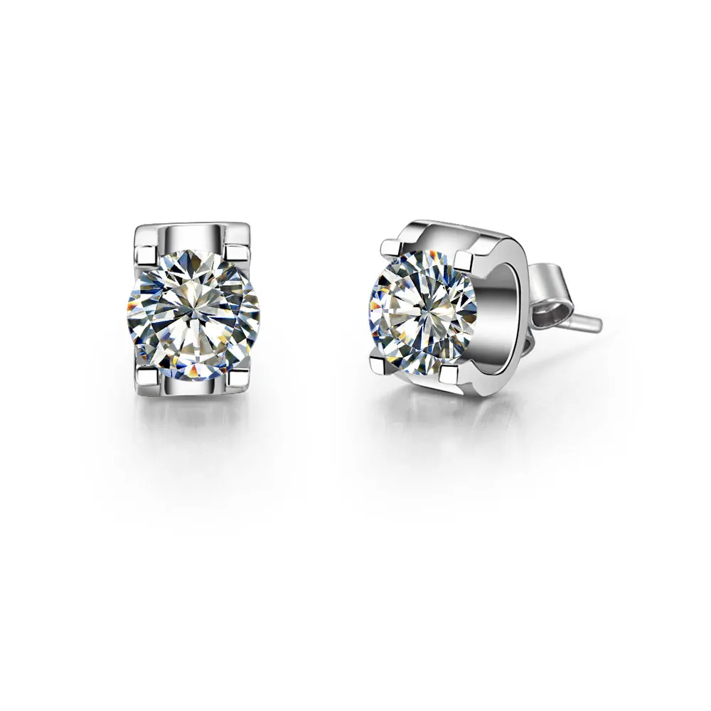 Тест Положительный тест реальные 5 0 мм 0.5Ct каждый G H серьги гвоздики из моиссанита