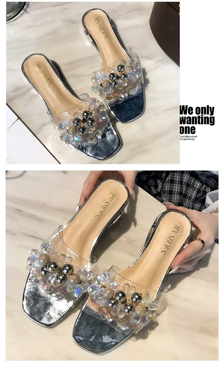 Летние стразы женские сандалии Bling с открытым носком; обувь на толстом каблуке Для женщин повседневная обувь для отдыха на открытом воздухе Дамская пляжная обувь E863