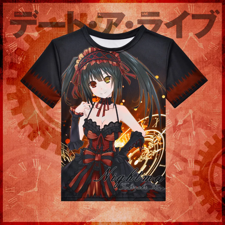 Футболка с аниме Дата и Live футболка из полиэстера токисаки Куруми модная летняя