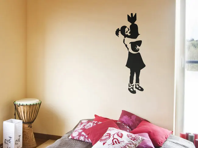 Новинка 2017 Настенная Наклейка Banksy на стену наклейка с изображением бомбы девушки