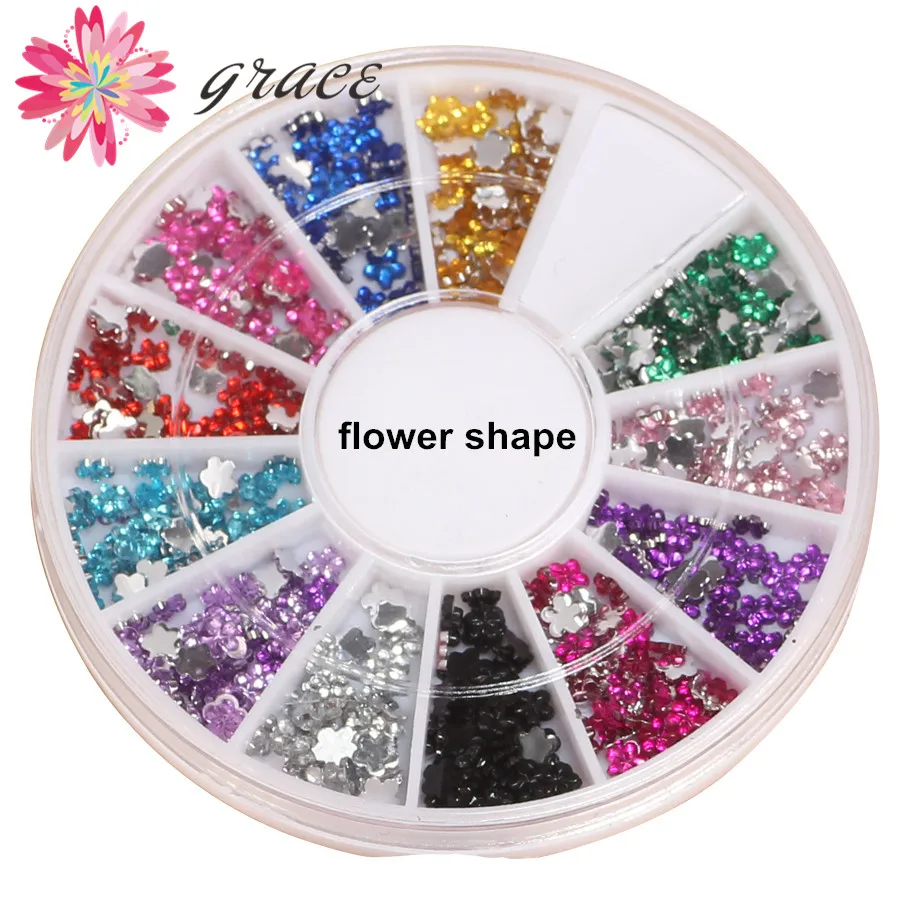 2 колеса/лот Акриловые Стразы для ногтей с плоской задней стороной без горячей