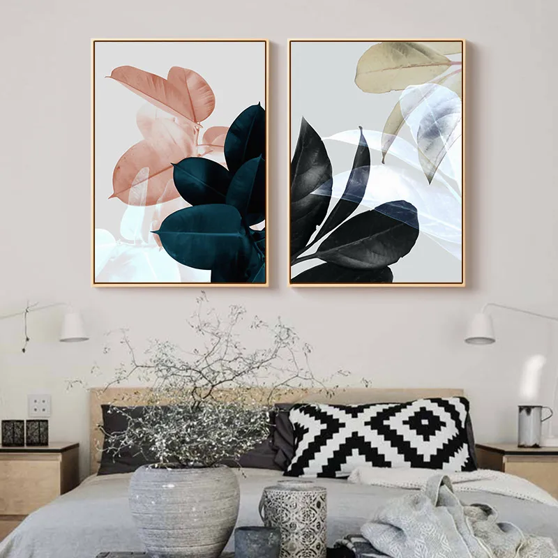 Темно-зеленые листья холст плакат Wall Art плакаты с живописью и принты Nordic
