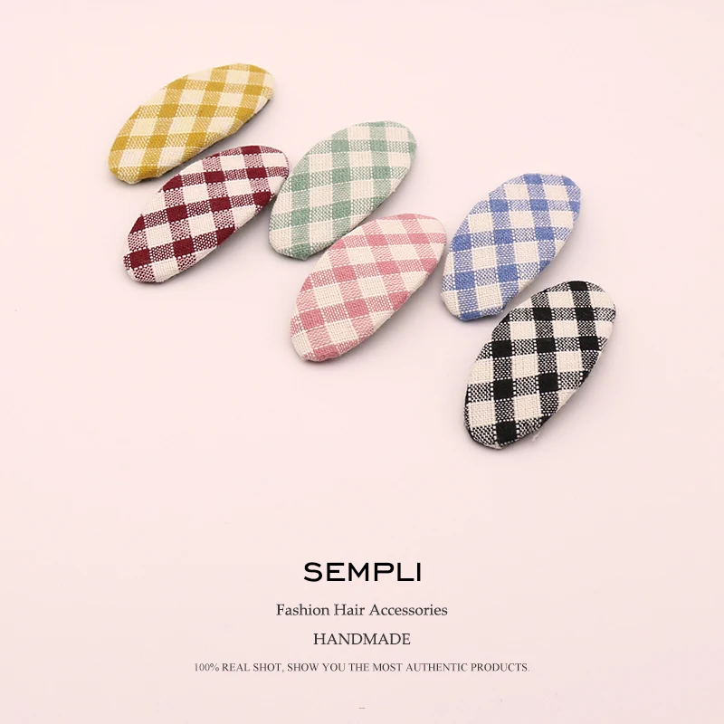 Заколка для волос Sempli в клетку женская Милый хлопковый зажим заколка-Боб