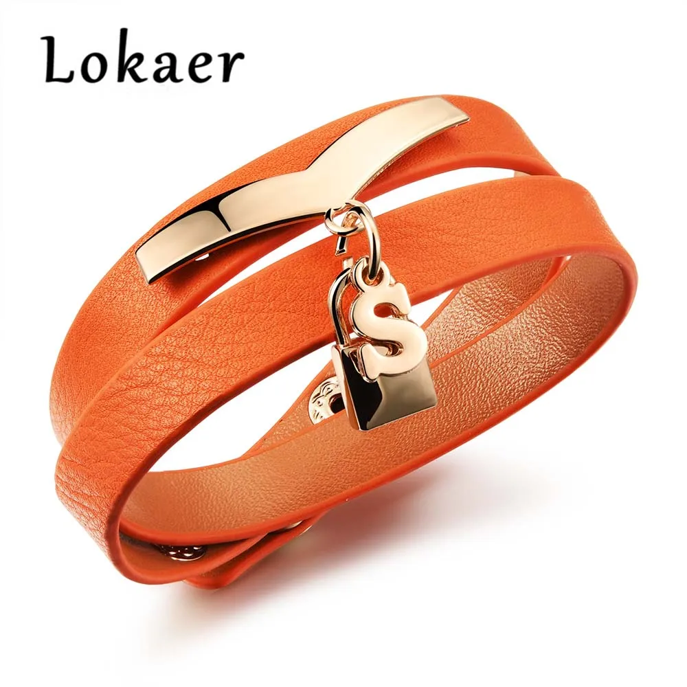 Lokaer, дизайн, подвеска с кисточкой, с двумя концами, регулируемые кожаные браслеты, розовое золото, браслет из нержавеющей стали LPH1008
