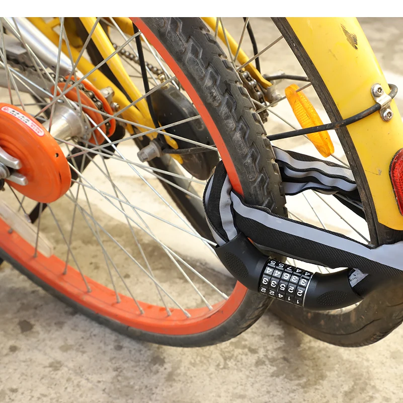 WEST BIKING сплав цепи велосипеда замок 5 цифр пароль Противоугонный велосипедный замок для мотоциклов, езда на велосипеде безопасности светоотражающие замки