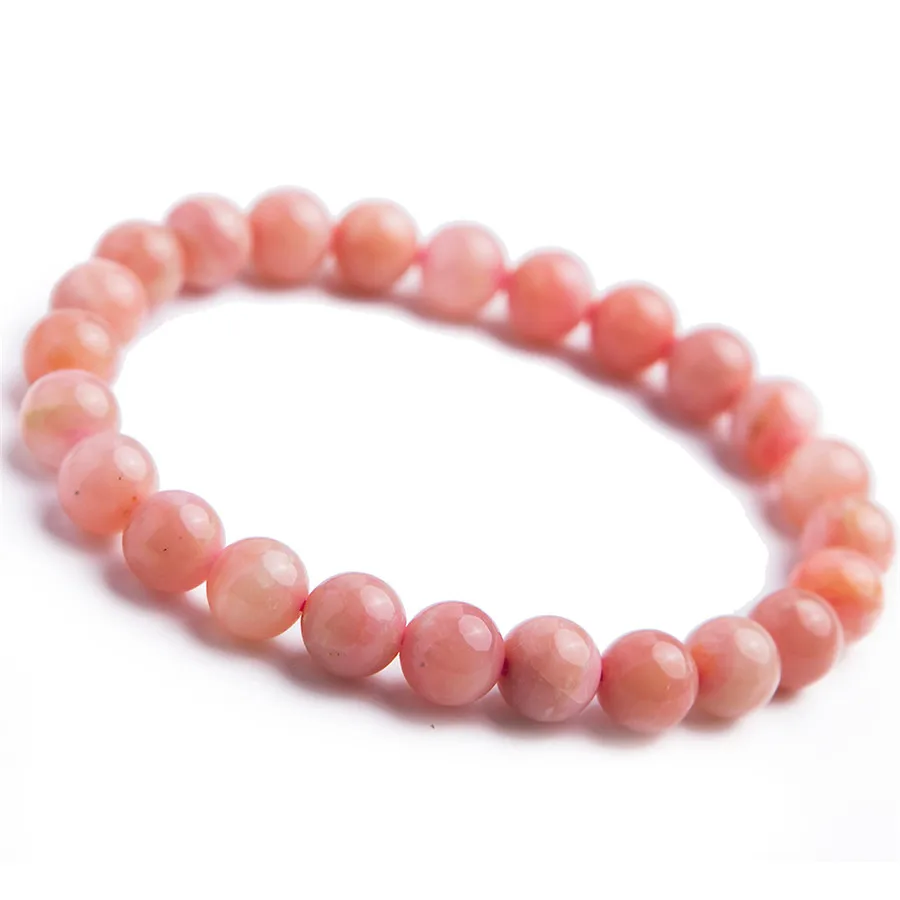 Wholesale Genuine Pink Natural Stone Bracelets Women Femme Stretch Healing Crystal Round Bead Opal Bracelet | Украшения и