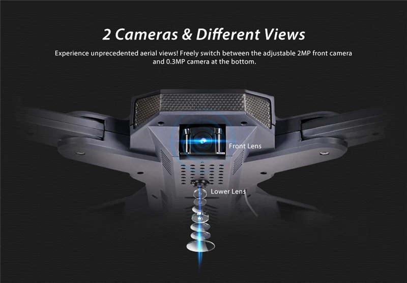 TIANQU VISUO XS816 оптическое позиционирование потока Двойная камера WiFi 2MP+ 0.3MP Радиоуправляемый Дрон g-сенсор жестовая съемка 3D трюк против SG700