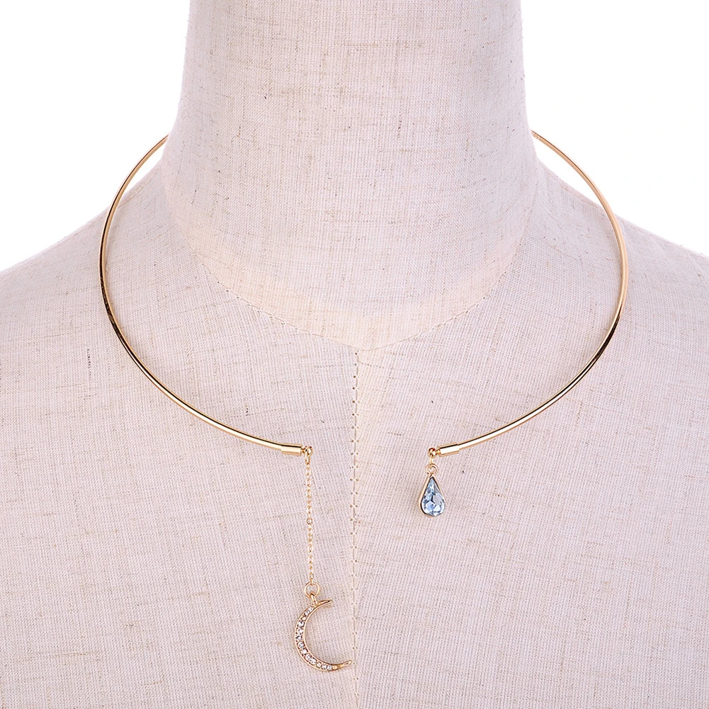 Женское ожерелье с подвеской в виде Луны модное из горного