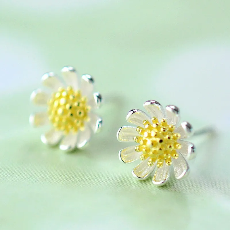 Серьги женские из серебра 925 пробы с красивым цветком|925 sterling silver earrings|silver