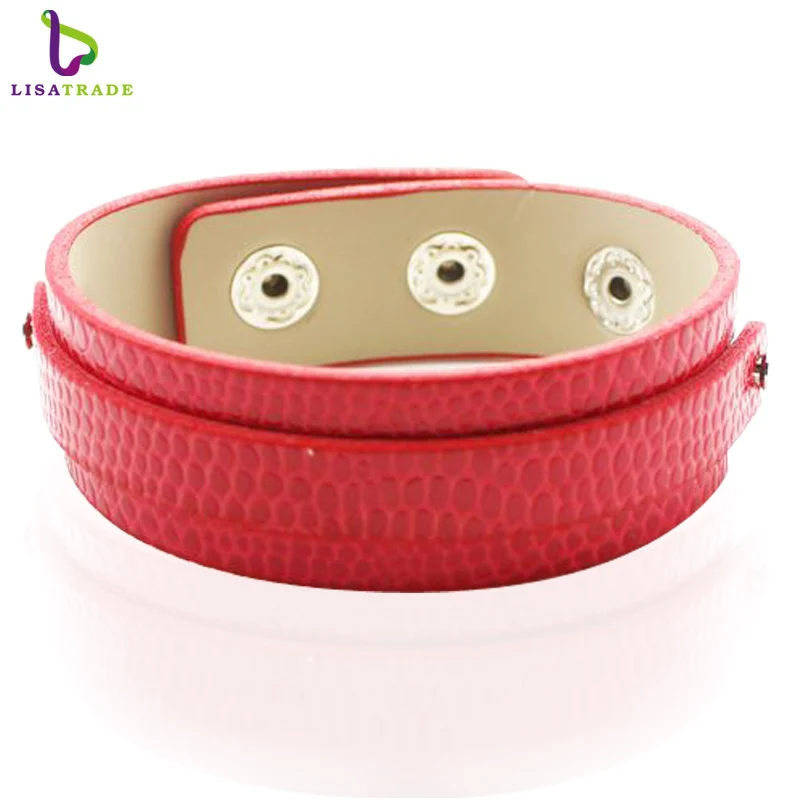 Diylocket 18 + 8 мм PU кожаный браслет браслеты застежка Кнопка DIY ювелирные изделия
